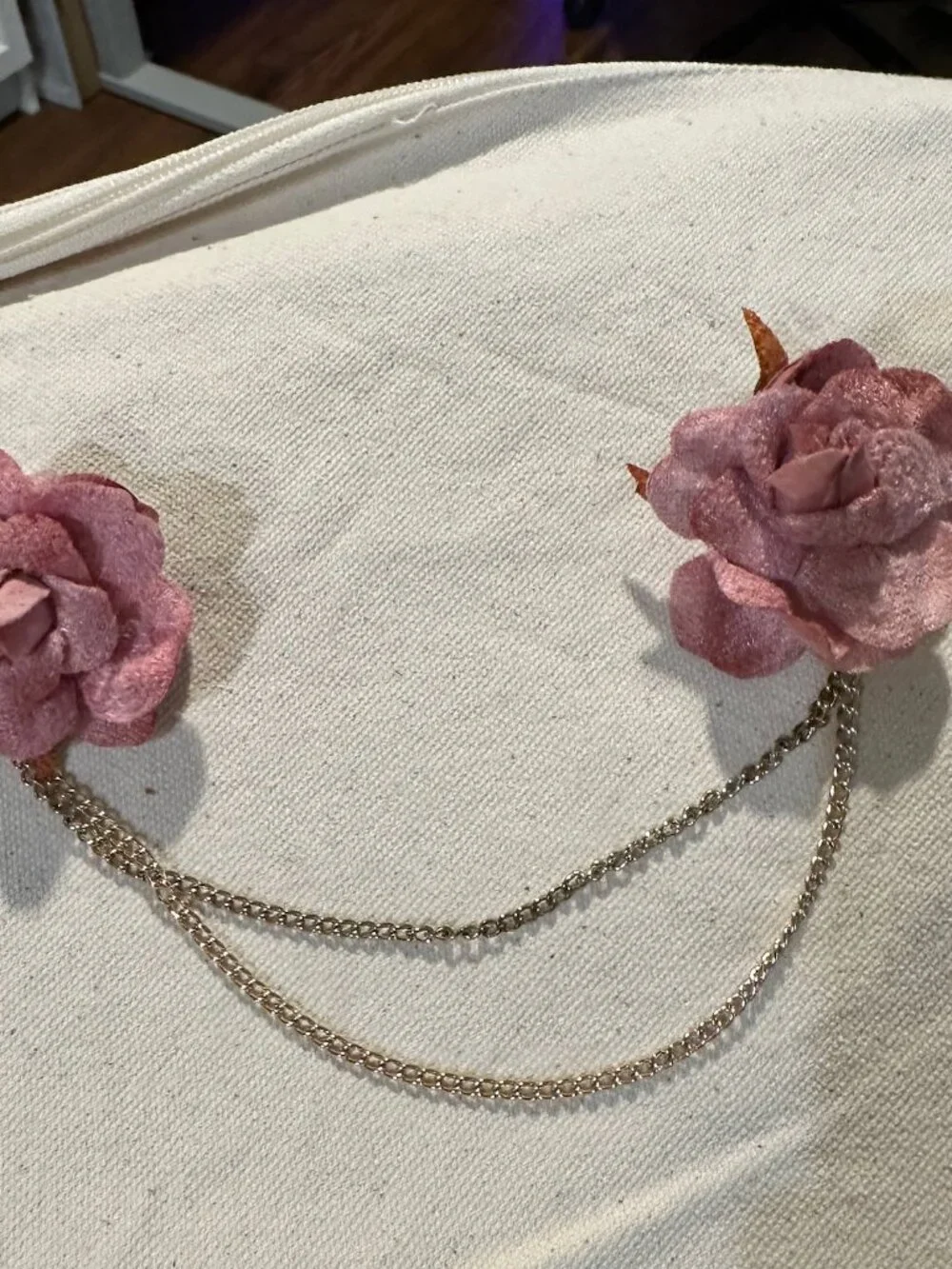 Pink Rose Hair Chain Accessory – Double-Sided